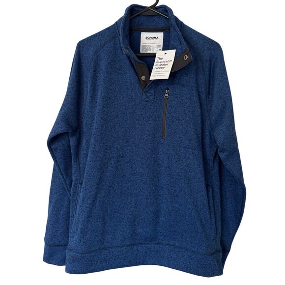 Sonoma Mens Blue Super Soft Fleece Sweater Size‎ Medium NWT - Picture 1 of 4